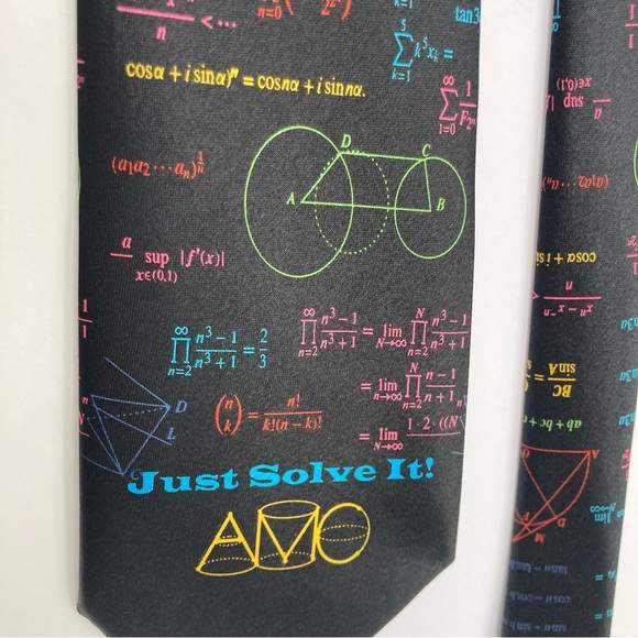 Math Tie Necktie Mens Education Algebra Geometry Equations Professor Teacher Tie - Picture 2 of 7